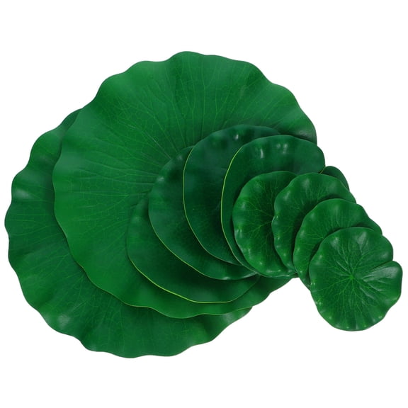 LOLIPPYY 10Pcs Decorative Artificial Water Lily Pads Floating Green Leaves for Events