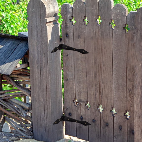LOLIPPYY 10Pcs Decorative Iron Fence Door Hinges Black Durable Gate Hinge for Home Use