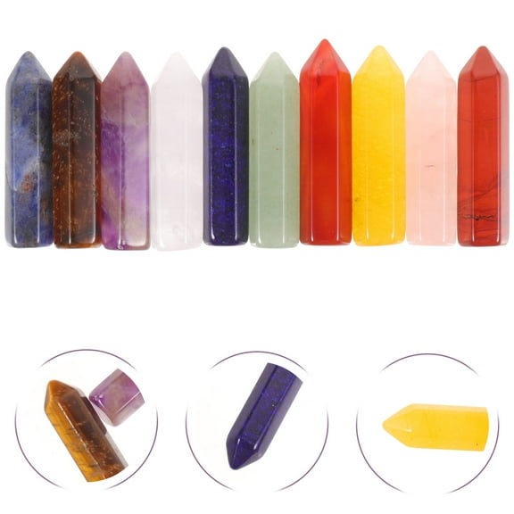 LOLIPPYY 10Pcs Delicate Carved Natural Crystal Stones for Meditation Office Home Decorative Display