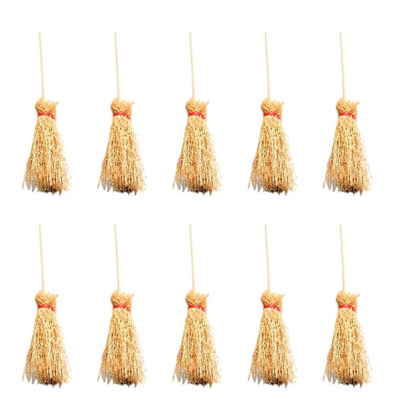 LOLIPPYY 10Pcs Doll House Brooms Landscape Decor Mini Broom Ornaments Gift