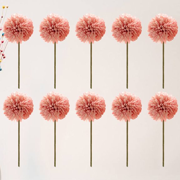 LOLIPPYY 10Pcs Fake Pink Dandelion Flowers for Home Wedding Garden Decor with Easy Maintenance