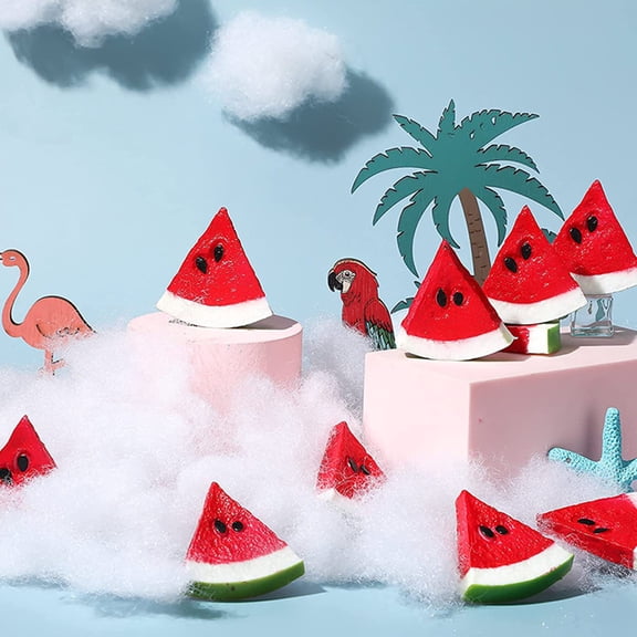 LOLIPPYY 10Pcs Fake Watermelon Slices Lifelike Artificial Fruits for Table Decor and Party Decoration