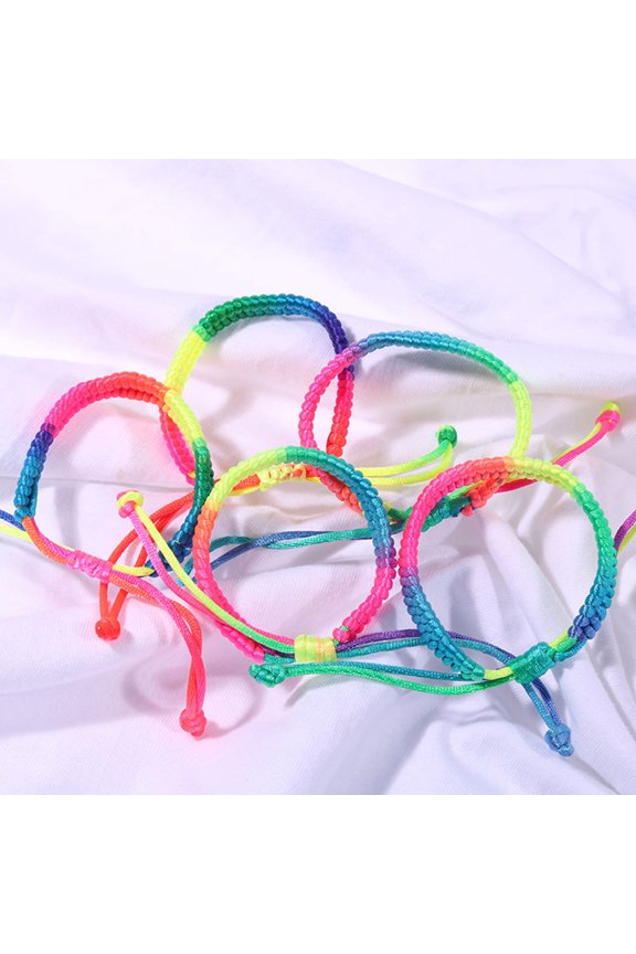 10Pcs Fashionable Multi Color Weaving Bracelet Adjustable Hand Strap Wristlet
