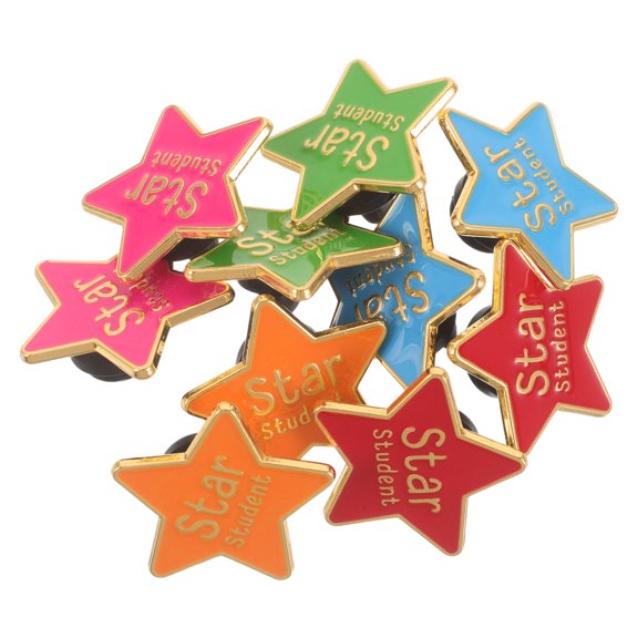 LOLIPPYY Assorted Color Five-Pointed Star Lapel Pins, Alloy Material, for Classroom Rewards and Recognition