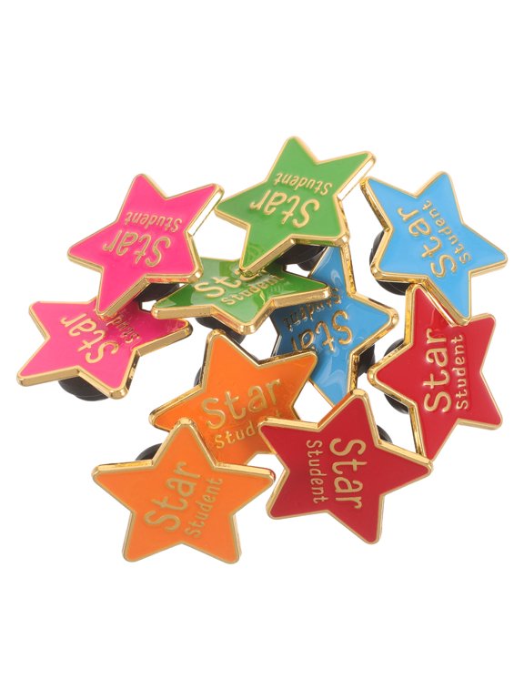 Assorted Color Five-Pointed Star Lapel Pins, Alloy Material, for Classroom Rewards and Recognition