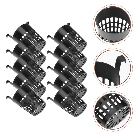 LOLIPPYY 10Pcs Germination Tray Hydroponic Baskets Black PP for Plant Growers