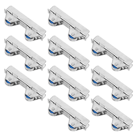 LOLIPPYY 10Pcs Glass Sliding Door Roller Plated Silver with Roller Stopper and Strong Floor Guide