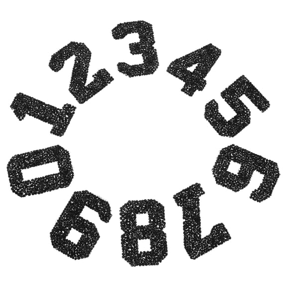 LOLIPPYY Black Glitter Rhinestone Number Patches Iron-On Heat Transfer for Clothing and Apparel