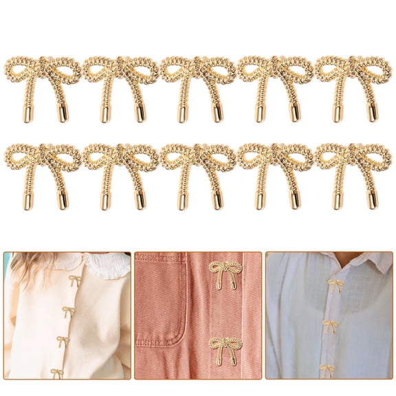 LOLIPPYY 10Pcs Golden Bow Clothing Buttons Durable Sew on Fasteners for Jackets Sweaters