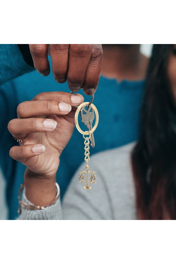 10Pcs Golden Lawyer Key Pendant Scale of Justice Metal Keyring Durable Alloy Legal