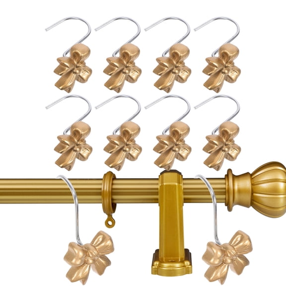 LOLIPPYY 10Pcs Golden Resin Bow Knot Shower Curtain Hooks Decorative Bathroom Accessories