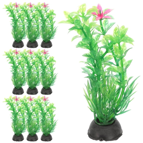 LOLIPPYY 10Pcs Green Aquatic Plastic Plant for Aquarium Decoration Safe for Fish and Water