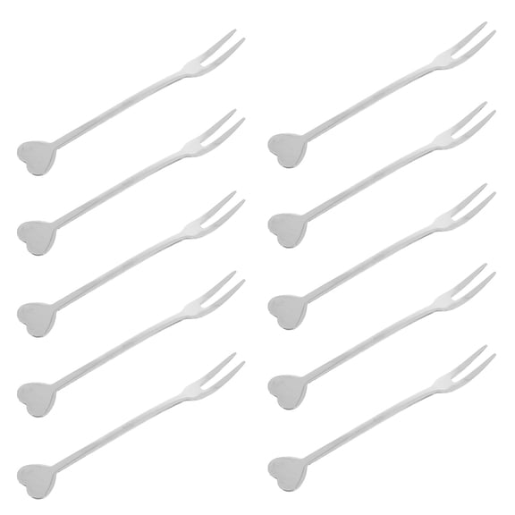 LOLIPPYY 10Pcs Heart Shaped Stainless Steel Fruit Fork Set for Cake Pastry and Snacks