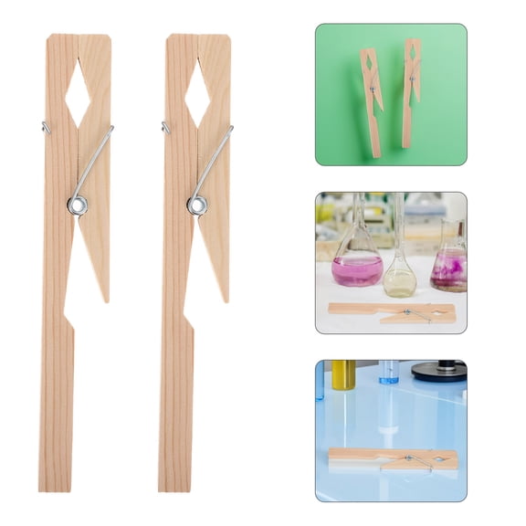 LOLIPPYY Set of 10 Ivory Wood Test Tube Clamps for Laboratory Use, Secure Industrial Glass Tube Holders, Science Experiment Accessories