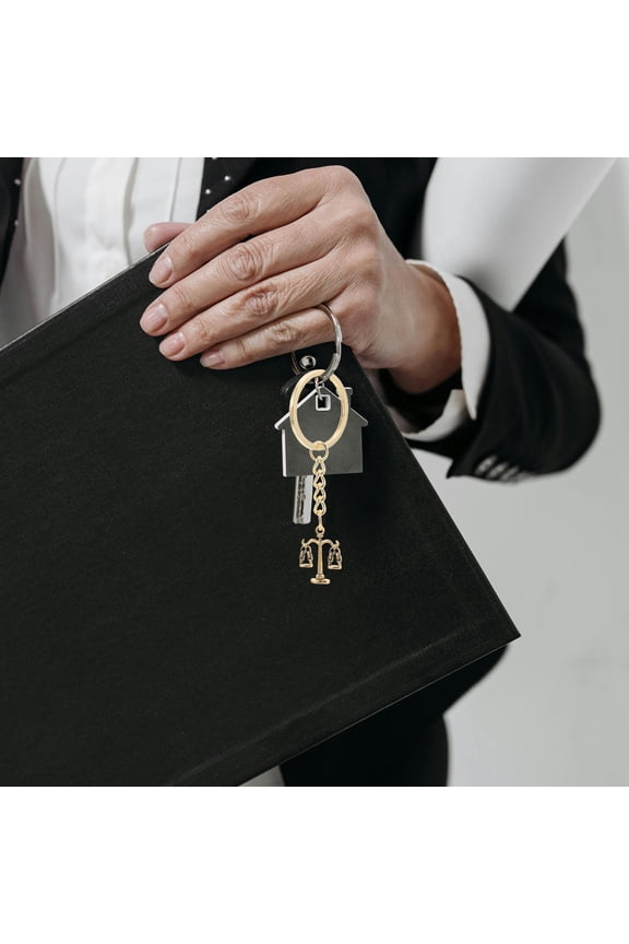 10Pcs Lawyer Metal Key Rings with Golden Justice Scale Pendant Durable Keychain for Handbags