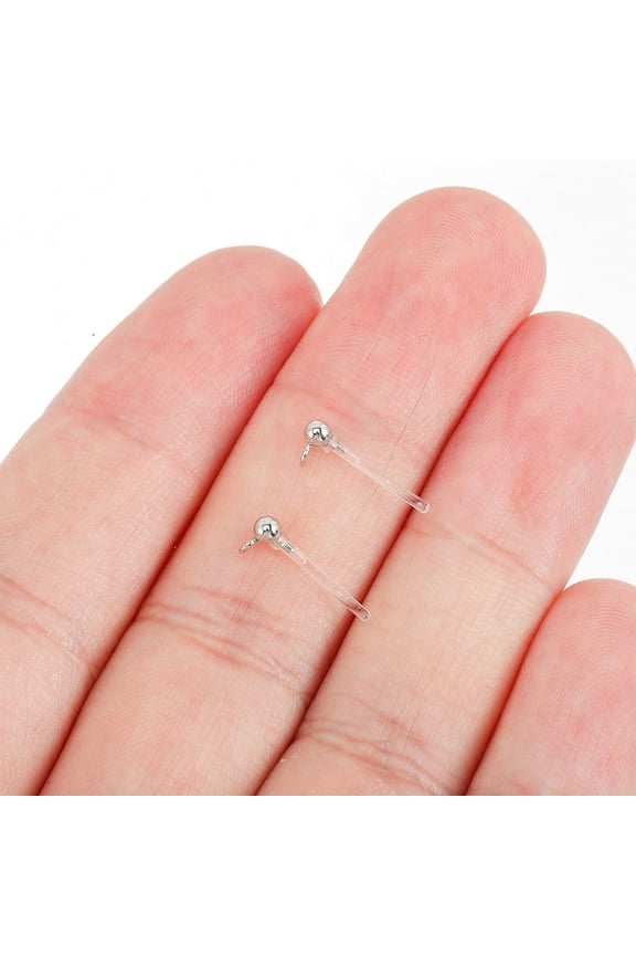 10Pcs Lightweight Clear Piercing Retainers Plastic Earrings for DIY Fashion
