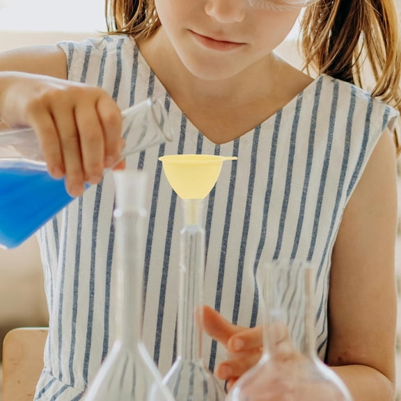 LOLIPPYY 10Pcs Liquid Funnel Plastic Funnel Set for Classroom Use Yellow