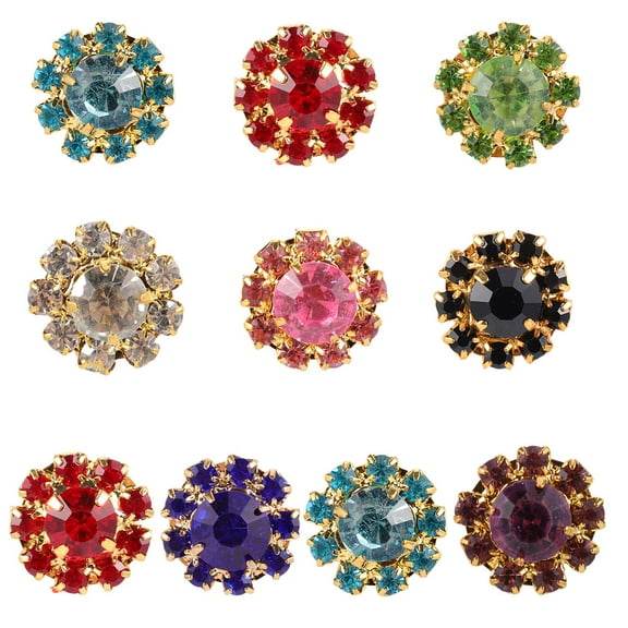 LOLIPPYY 10Pcs Luxury Rhinestone Button for Sewing and Clothes Decoration Sunflower Buckle Design