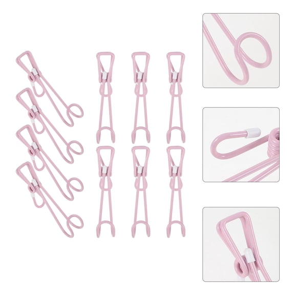 LOLIPPYY 10Pcs Metal Clip Hooks for Hanging with Stainless Steel Spring Suitable for Home Use