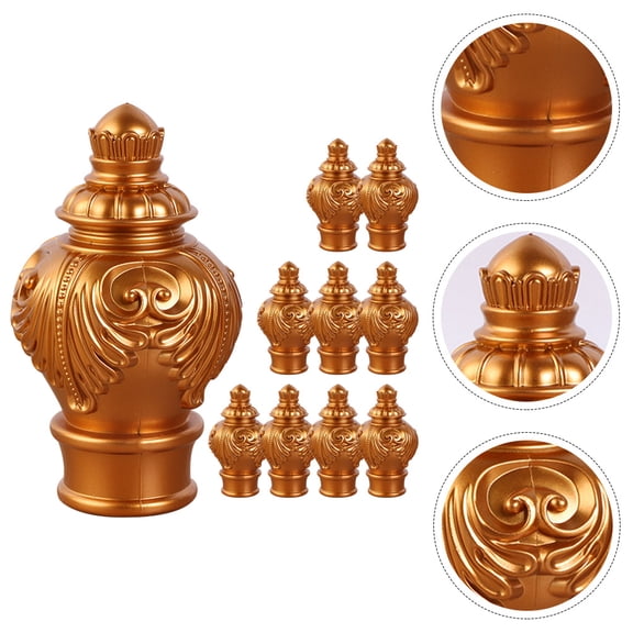 LOLIPPYY 10Pcs Metal Curtain Rod Finials Gold Color Decorative Ends for Dining Bedroom Curtains