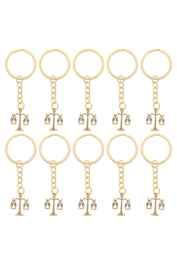 10Pcs Metal Lawyer Key Pendant Keyring with Scale of Justice Design for Handbag Decoration