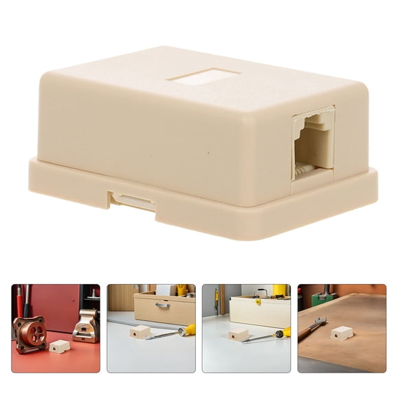 LOLIPPYY Beige Pc Phone Line Mount Jack Box 6p4c Rj11 Terminal Universal Compatibility 10Pcs