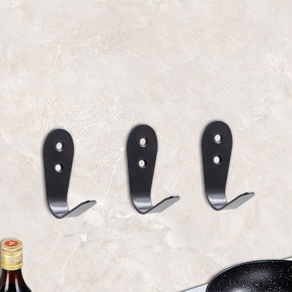 LOLIPPYY 10Pcs Multi Use Black Metal Wall Hanger Hooks Strong Stainless Steel for Home Use