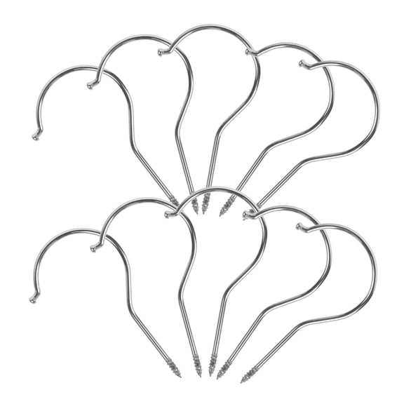 LOLIPPYY 10Pcs Multipurpose Cast Iron Screw Hooks for Ceiling and Wall Use Silver Heavy Duty