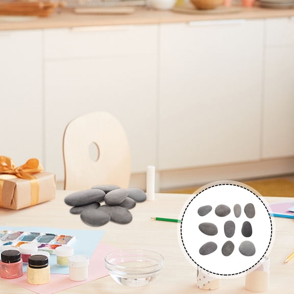 LOLIPPYY 10Pcs Natural Grey Stones for Painting Comfortable Grip Multipurpose Craft Rocks