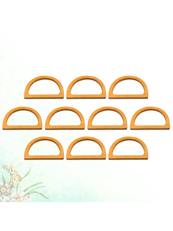 10-Pack Natural Wood U-Shaped Handbag Handles Light Brown Bag Frames for Women Crafting and Handmade Projects