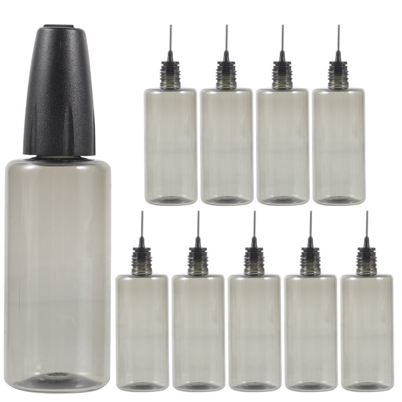 LOLIPPYY 10Pcs Needle Nose Glue Applicator Bottles Black Plastic for Sewing Machine Oil and Tool Lubrication
