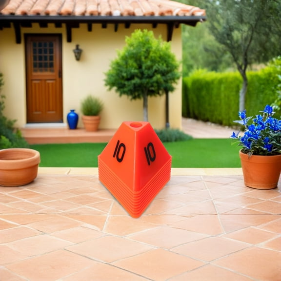 LOLIPPYY 10Pcs Numbered Sports Field Marker Cones Red for Efficient Soccer Football Agility and Basketball Training