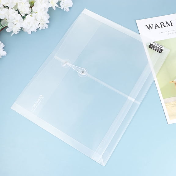 LOLIPPYY 10Pcs Office Transparent Waterproof File Folder Plastic Document Organizer with String Tie Closure