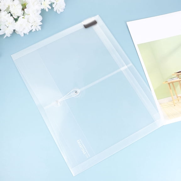 LOLIPPYY 10Pcs Office Use Transparent Waterproof Plastic Envelopes with String Closure