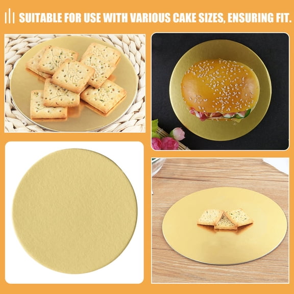 LOLIPPYY 10Pcs Paperboard Plated Gold Cake Boards Round Cake Display Trays for Celebrations