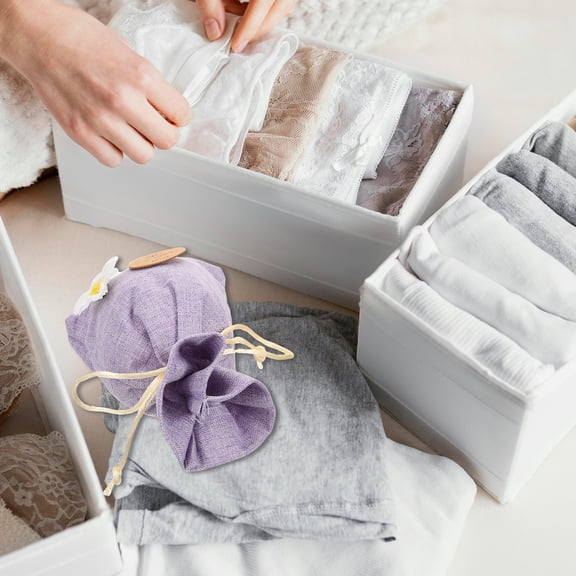 LOLIPPYY Set of 10 Empty Linen Perfume Sachet Bags for Wardrobe and Drawer Freshening