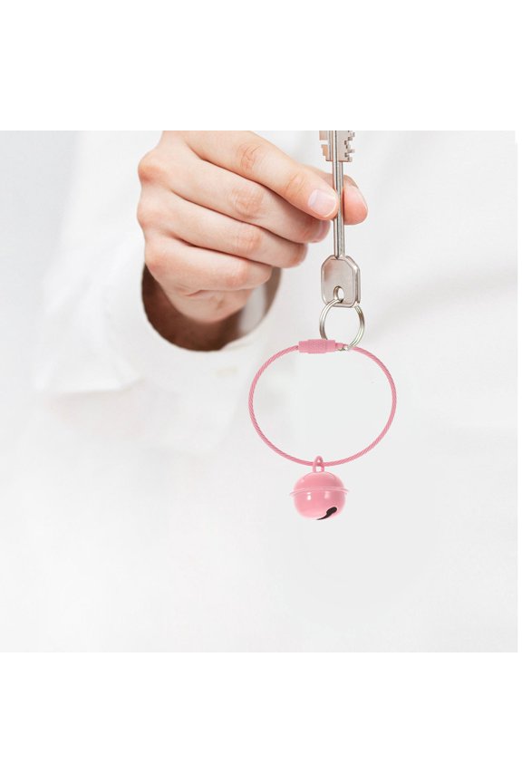 10Pcs Pink Hanging Key Ring with Bell Pendant for Keys Home Office and Backpack