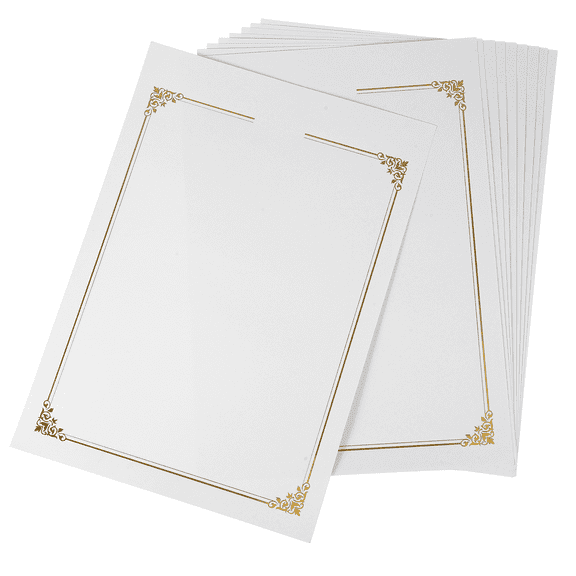 LOLIPPYY 10Pcs Plated Gold Foil Participation Certificate Paper Blank Design Printing Cardstock