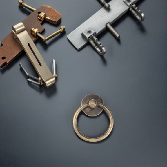 LOLIPPYY 10Pcs Plated Gold Zinc Alloy Drawer Pulls Ring Handles for Furniture Cabinet and Cupboard Use