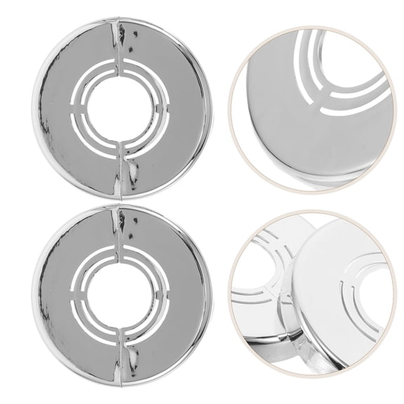 LOLIPPYY 10Pcs Plated Silver ABS Plastic Escutcheon Plate Decorative Cover for Shower Pipe and Water Pipe Wall