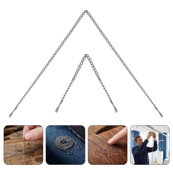 LOLIPPYY 10Pcs Plated Silver Metal Chain with Hooks for Hanging Posters and Window Art Displays