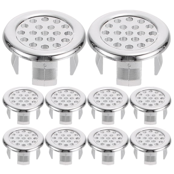 LOLIPPYY Bathroom Sink Overflow Cap Plated Silver Plastic Portable Anti-Corrosion for Bathroom Use 10Pcs