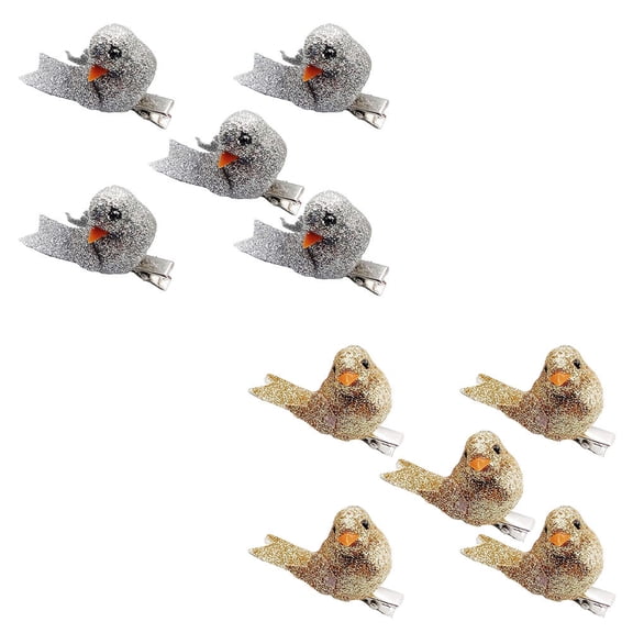 LOLIPPYY 10Pcs Plated Silver Tree Bird Statues Decorative Garden Tree Sculptures Durable Yard Ornament