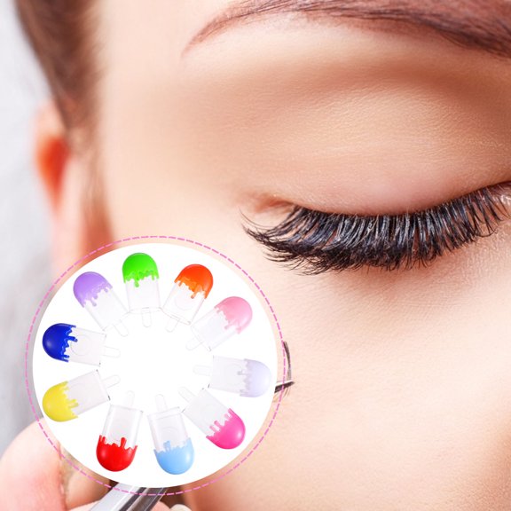 LOLIPPYY 10Pcs Portable False Eyelash Box Assorted Color Lash Storage Case with Chic Design