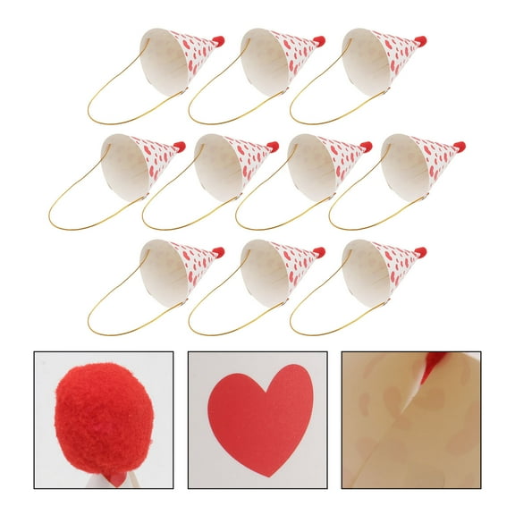 LOLIPPYY 10Pcs Red Disposable Birthday Hats Party Headwear Cone Shaped Decorative Caps for Celebration