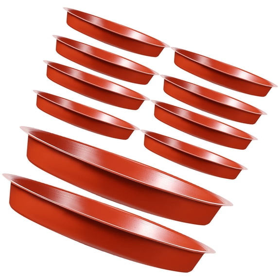 LOLIPPYY 10Pcs Red Plastic Plant Drainage Trays for Potted Plants Prevent Water Leakage and Soil Spill