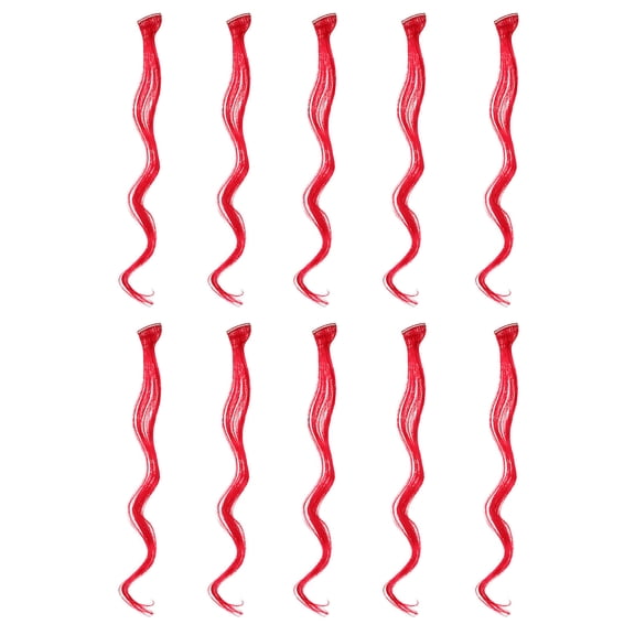 LOLIPPYY Red Long Curly Hair Extension for Decoration, Seamless Clip on, No Shedding, Natural Look