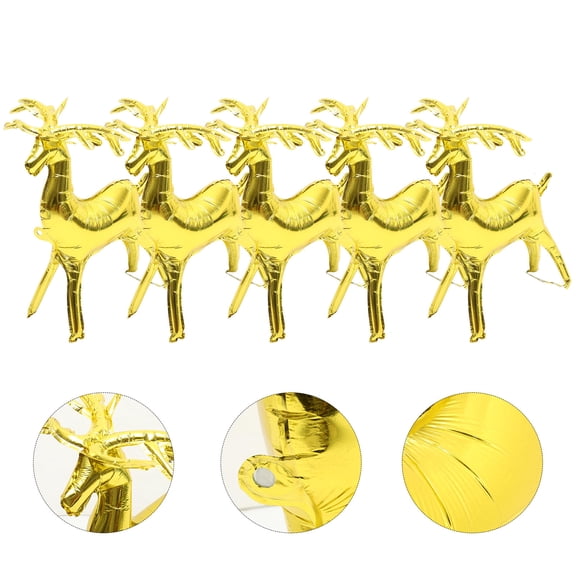 LOLIPPYY 10Pcs Reindeer Party Balloons Elk Shaped Golden Foil Balloons for Family Celebrations