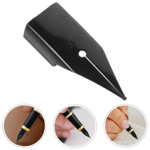 LOLIPPYY 10Pcs Replacement Pen Nibs Black Metal Fountain Pen Tips for Even Ink Signing