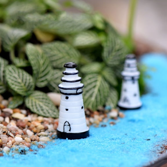 LOLIPPYY 10Pcs Resin Lighthouse Garden Figurines Mediterranean Style Nautical Table Decoration